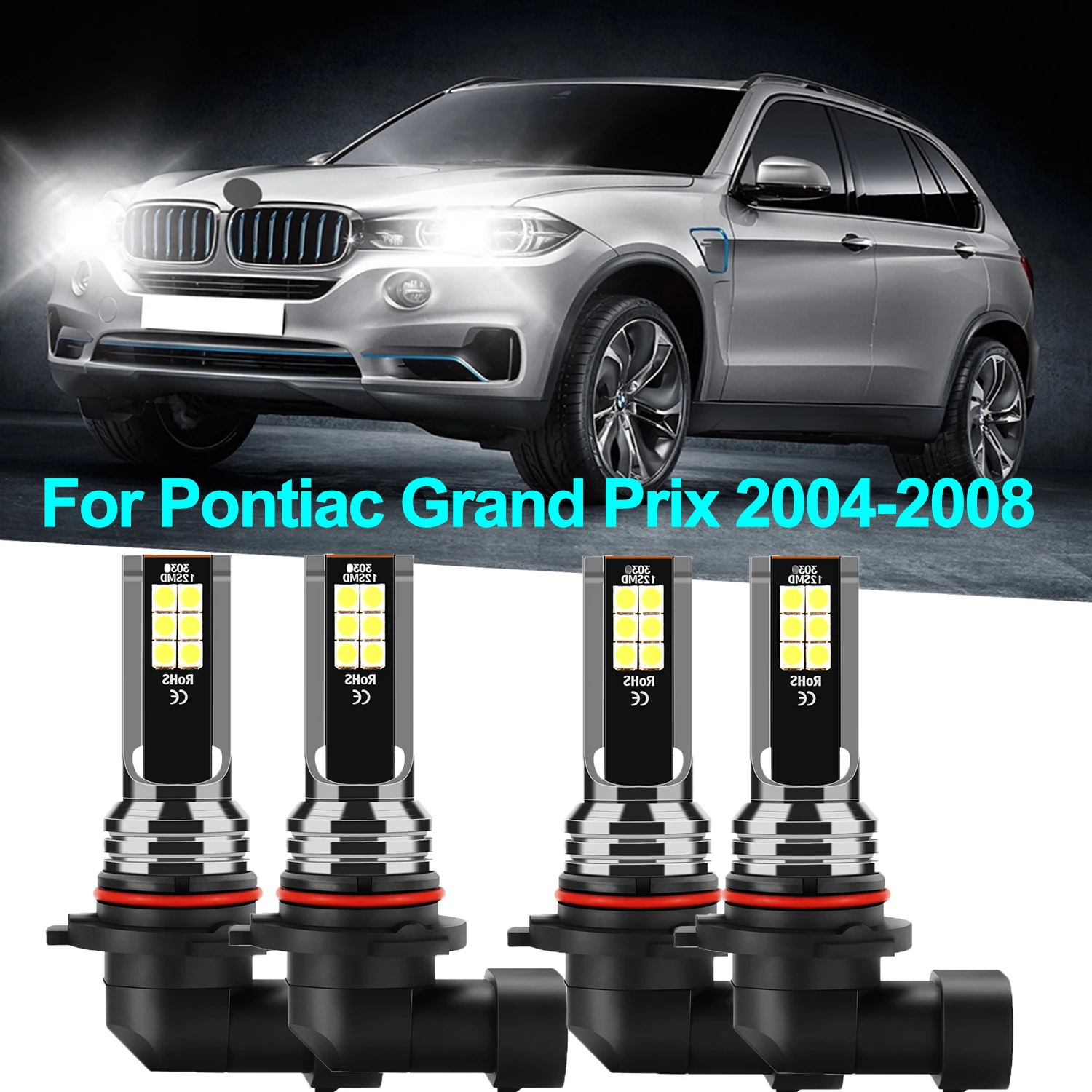 

For Pontiac Grand Prix 2004-2008 Clear Fog Light Lamps 9006 9005 LED Bulbs 6000k high intensity 3570 csp chips No Fan