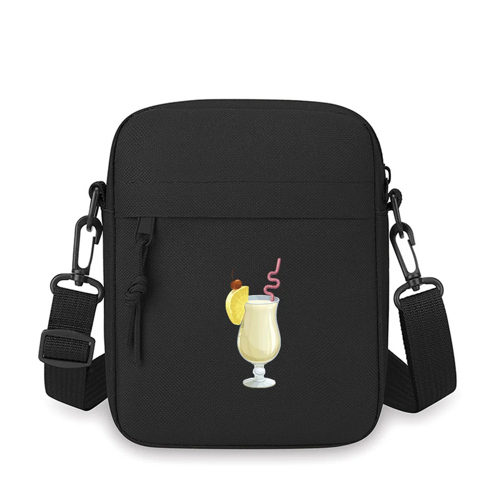 

Cocktail pineapple cherry drink with straw Men Crossbody Bag Single Shoulder Women Cartoon Anime Film Printing Design Unisex