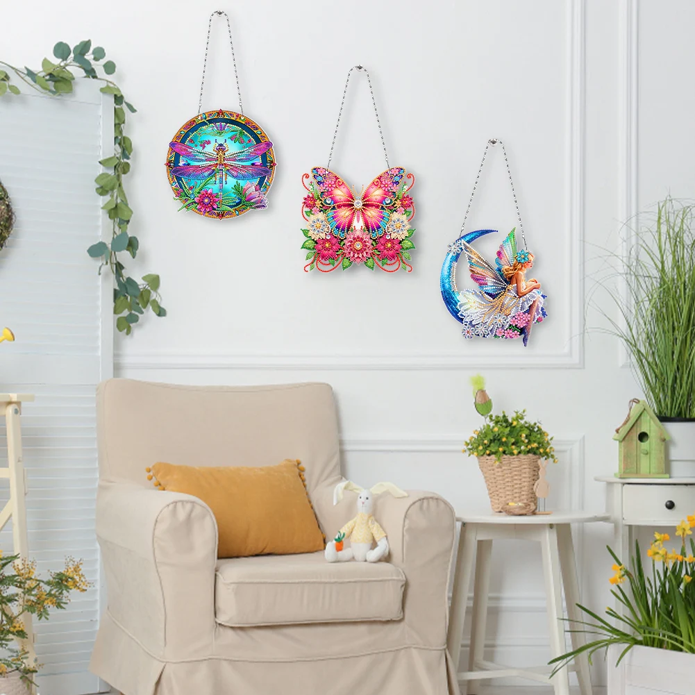 

3 шт. 2D/плоский набор алмазной живописи «сделай сам», стразы, алмазные художественные подвески для окон, алмазный художественный кулон, настенный декор для дома и окон