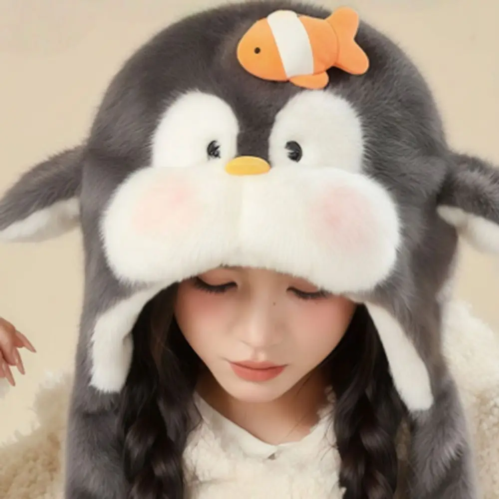 أزياء البطريق الأذن تتحرك قبعة الكرتون يندبروف الشتاء بالاكلافا قبعة الدفء سميكة غطاء حماية الأذن في الهواء الطلق #3