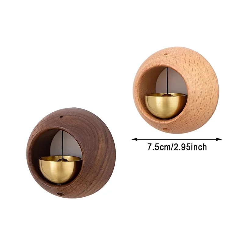 Round Egg Type Magnetic Wooden Doorbell Wind Chimes Wireless Entrance Door Reminding Brass Bell Hanging Decoration