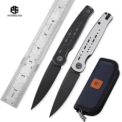 Pez petrificado PFE07 G10, mango de 154CM, hoja de satén, rodamiento de bolas de cerámica, herramientas manuales de supervivencia para caza, cuchillo plegable de bolsillo EDC