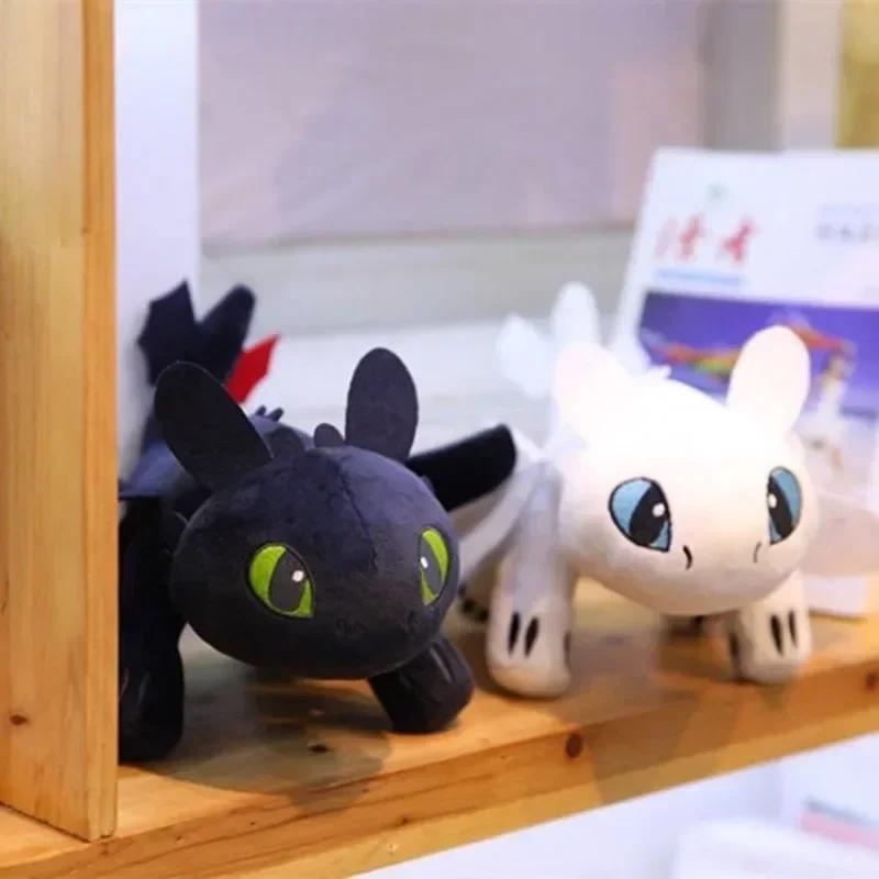 Juguetes de peluche de cómo entrenar a tu dragón, Kawaii, Blanco, Negro, dinosaurio, Animal de peluche, en Stock, regalo de cumpleaños para niños, nuevo