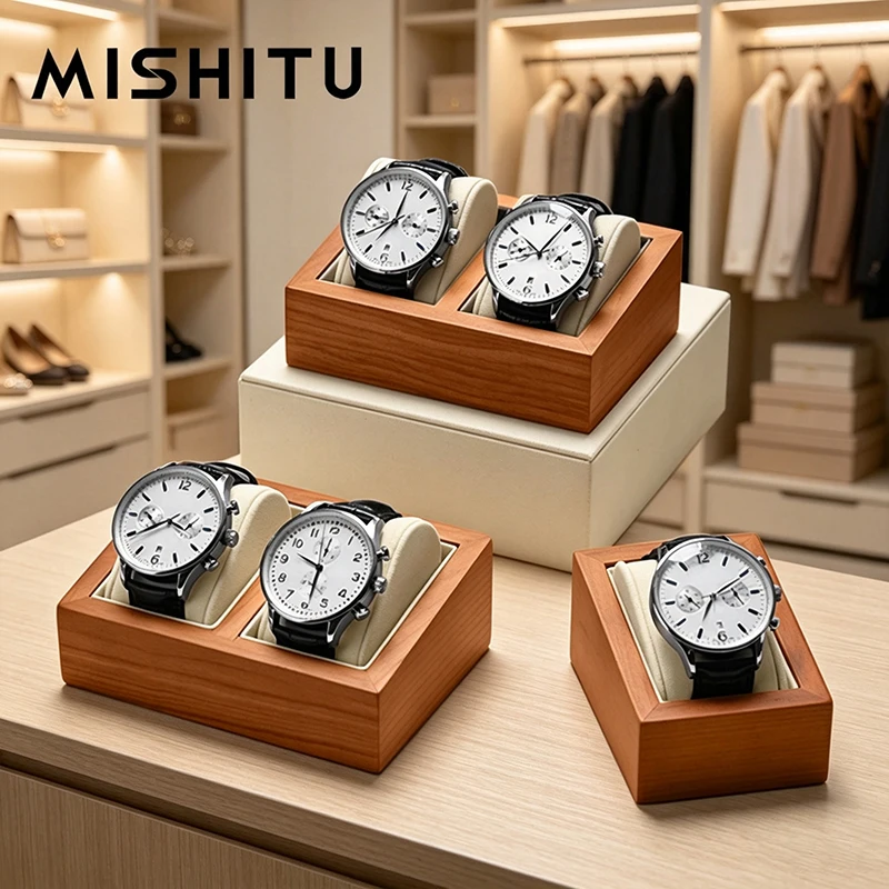 MISHITU Caja de Almacenamiento de Relojes de Madera Maciza, Organizador de Relojes de Pulsera para Hombre, Caja de Almacenamiento de Relojes de 1/2 Ranura, Estuche de Exhibición de Relojes Retro para el Hogar