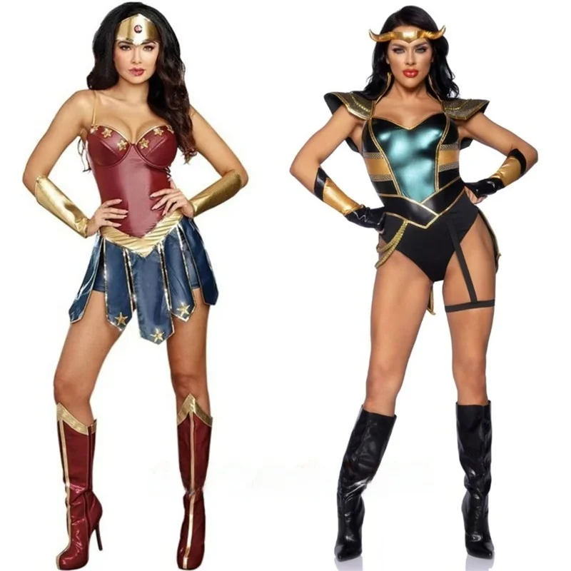 

Костюм Капитан-Героиня: Облегающий комбинезон для Хэллоуина, образ Чудо-женщины, женская модная одежда для сценических выступлений