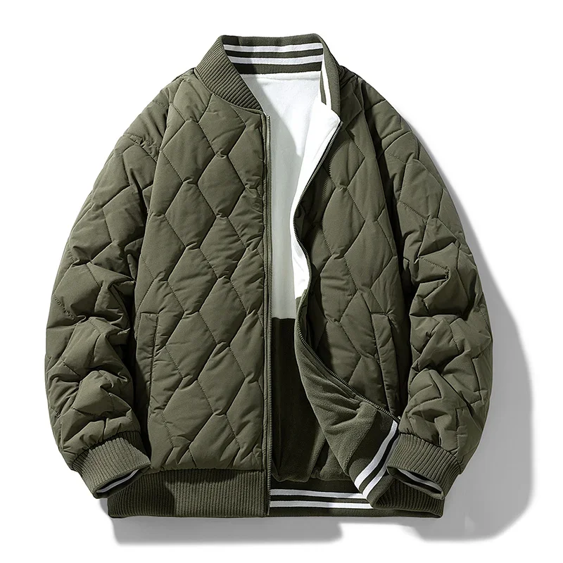 Abrigo de algodón con cuello de béisbol para hombre, chaqueta de doble cara, abrigo de algodón grueso, abrigo de invierno para hombre para otoño e invierno