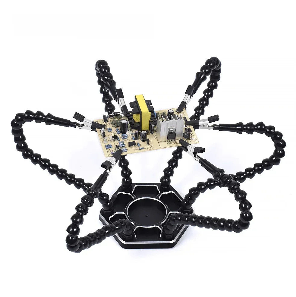 

For Third Hand Tool With 6Pcs Flexible Arms For PCB Board Welding Assembly Repair Station Multi Soldering Helping Hands