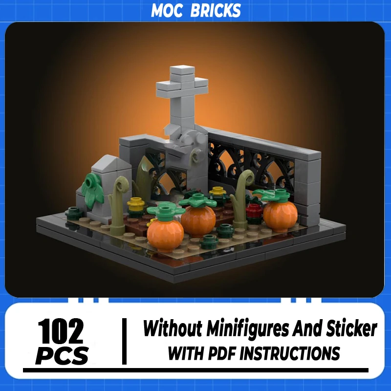 

Movie Model Moc Building Block Halloween Pumpkin Grave Model Technology Brick DIY Assembly Modular Construction Toy Holiday Gift