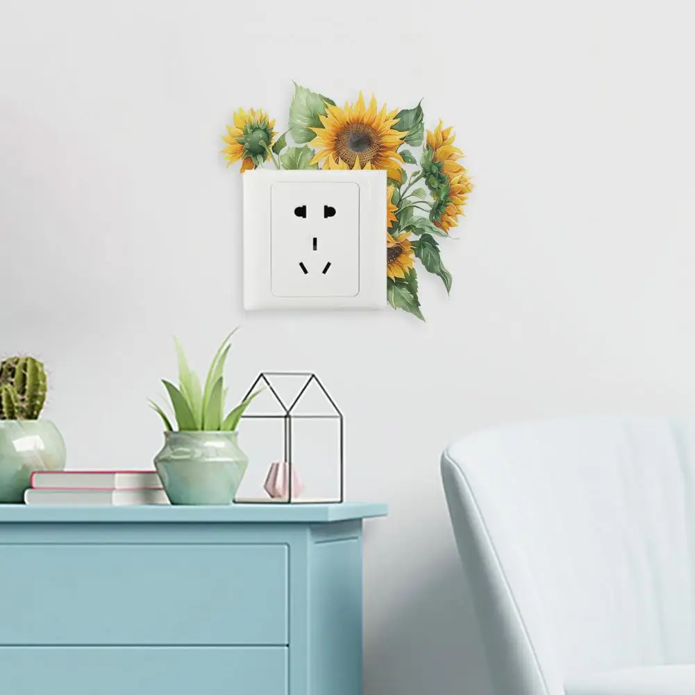 Peel Stick Sunflower Sticker Easy to Install Switch Decal Sunflower Switch Sticker Set Removable Waterproof Pvc Decals for Room