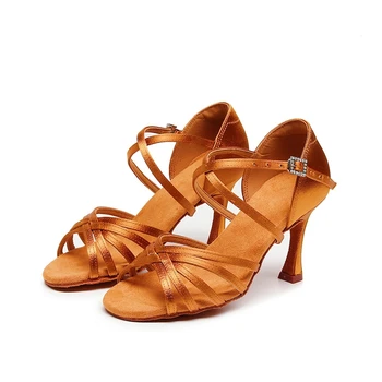 Damskie buty do tańca latynoskiego Damskie buty do tańca towarzyskiego Tango Miękka podeszwa Buty do tańca salsy Dziewczęce sandały na wysokim obcasie 5,5/7,5 CM