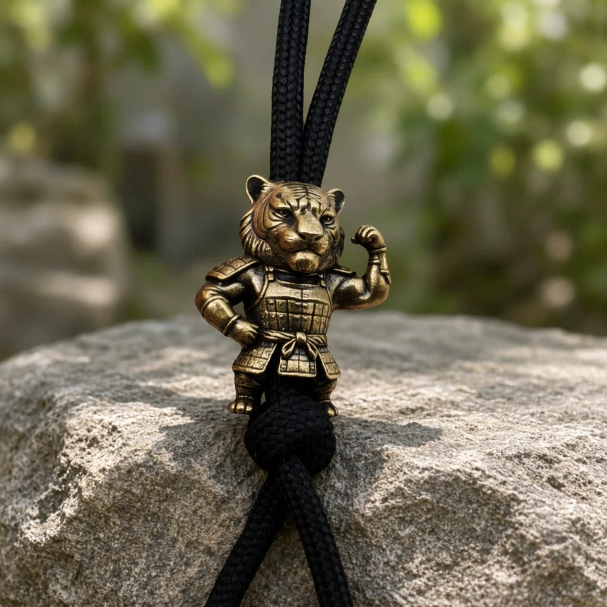 Armor Tiger Warrior Brass Knife Beads EDC DIY Paracord Woven Bracelets Lanyard Pendant Accessories Outdoor Tool Hangings Charms