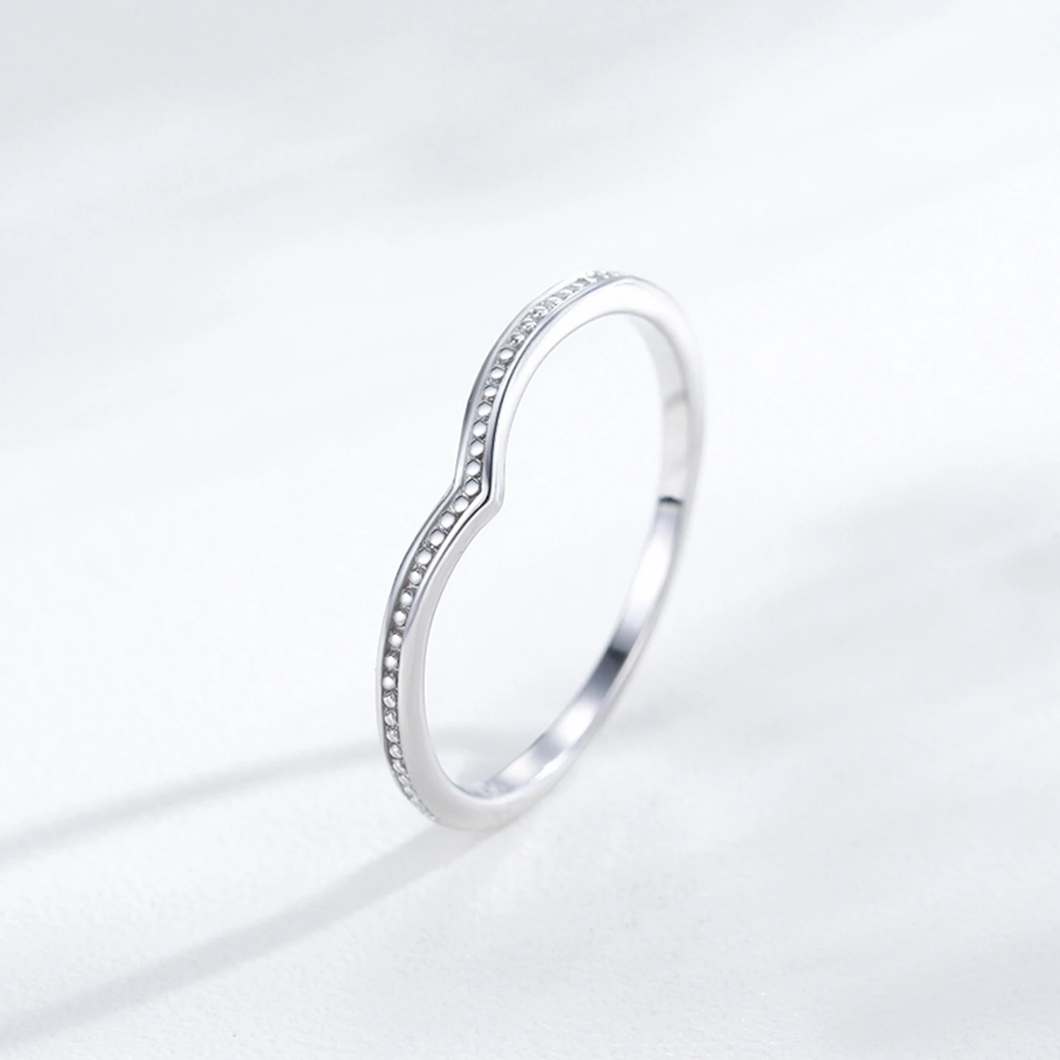 Ailmay Genuine 925 Sterling Silver Letter V Shape Rings For Women Girls Anti-allergy Fine Jewelry Gifts