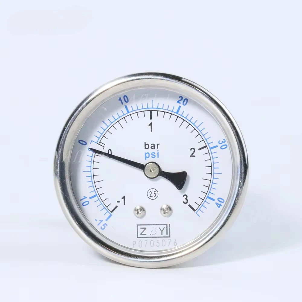 

Low Pressure Axial Diaphragm Pressure Gauge -1-3bar 63mm Dry Dial for Industrial Pipeline