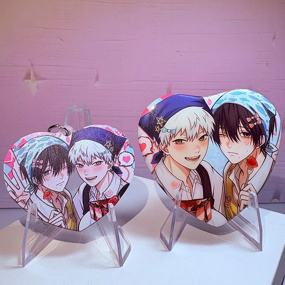 Anime o verão hikaru morreu tsujinaka yoshinori cosplay emblemas em forma de coração traje broches de folha de flandres cosplay prop presente de natal