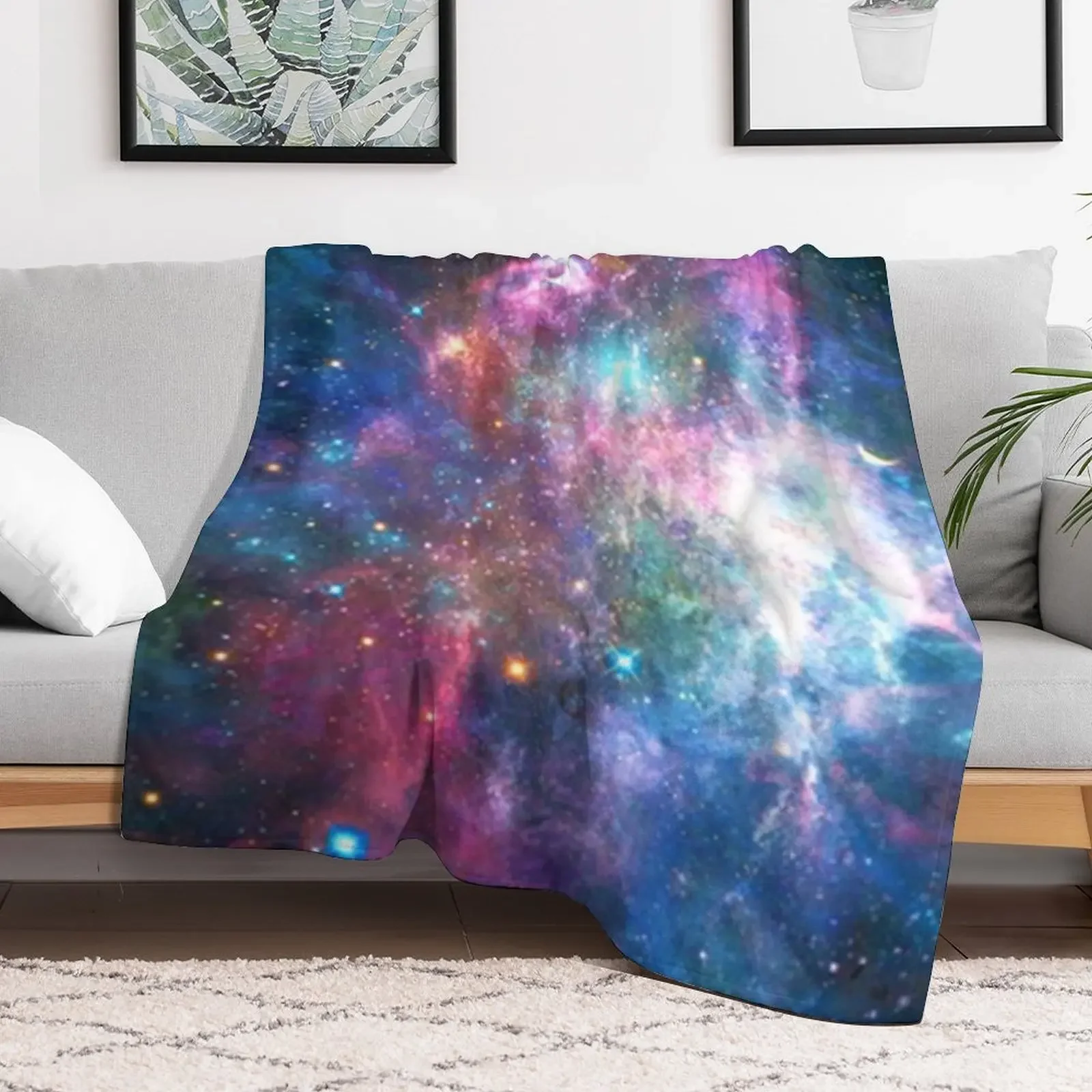 Nebula Galaxy Print Throw Blanket Soft Comfort Blanket for Reading Watching TV