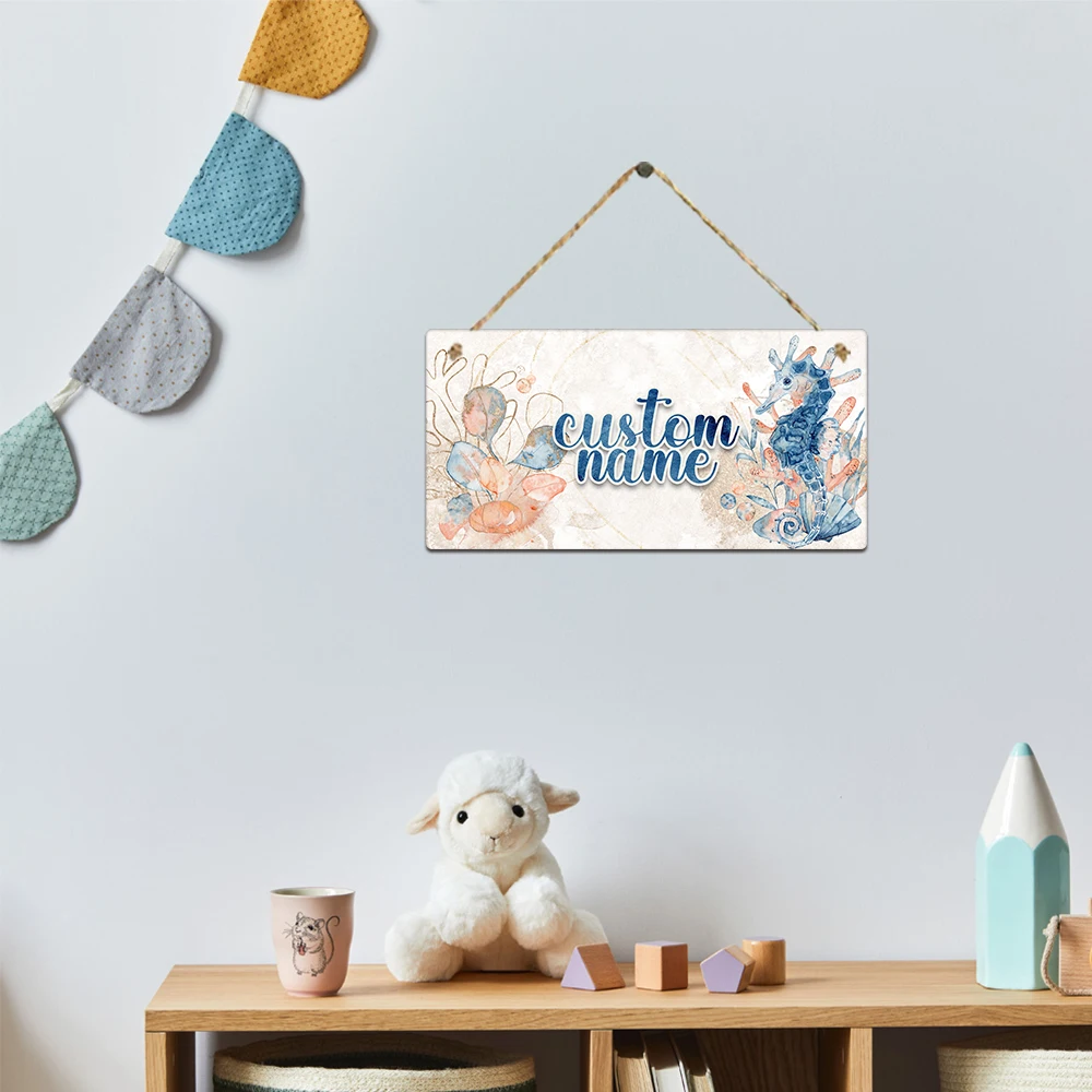 

1pc beauty sea animals Customized Name Hanging Plaque Plate Signs For Door and wall Decor