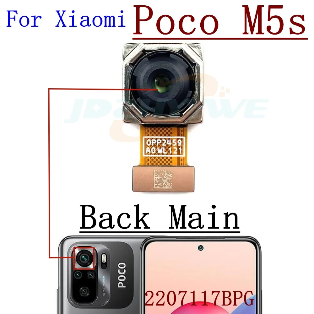 Front Back Main Camera For Xiaomi Poco M5s 2207117BPG Frontal Selfie Facing Rear Big Camera Flex Cable Replacement Part