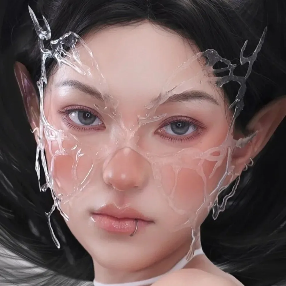 

Fashion Animal Butterfly Mask Resin Ancient Style Halloween Masks Transparent With Hair Clip Full Face Cover Game Party
