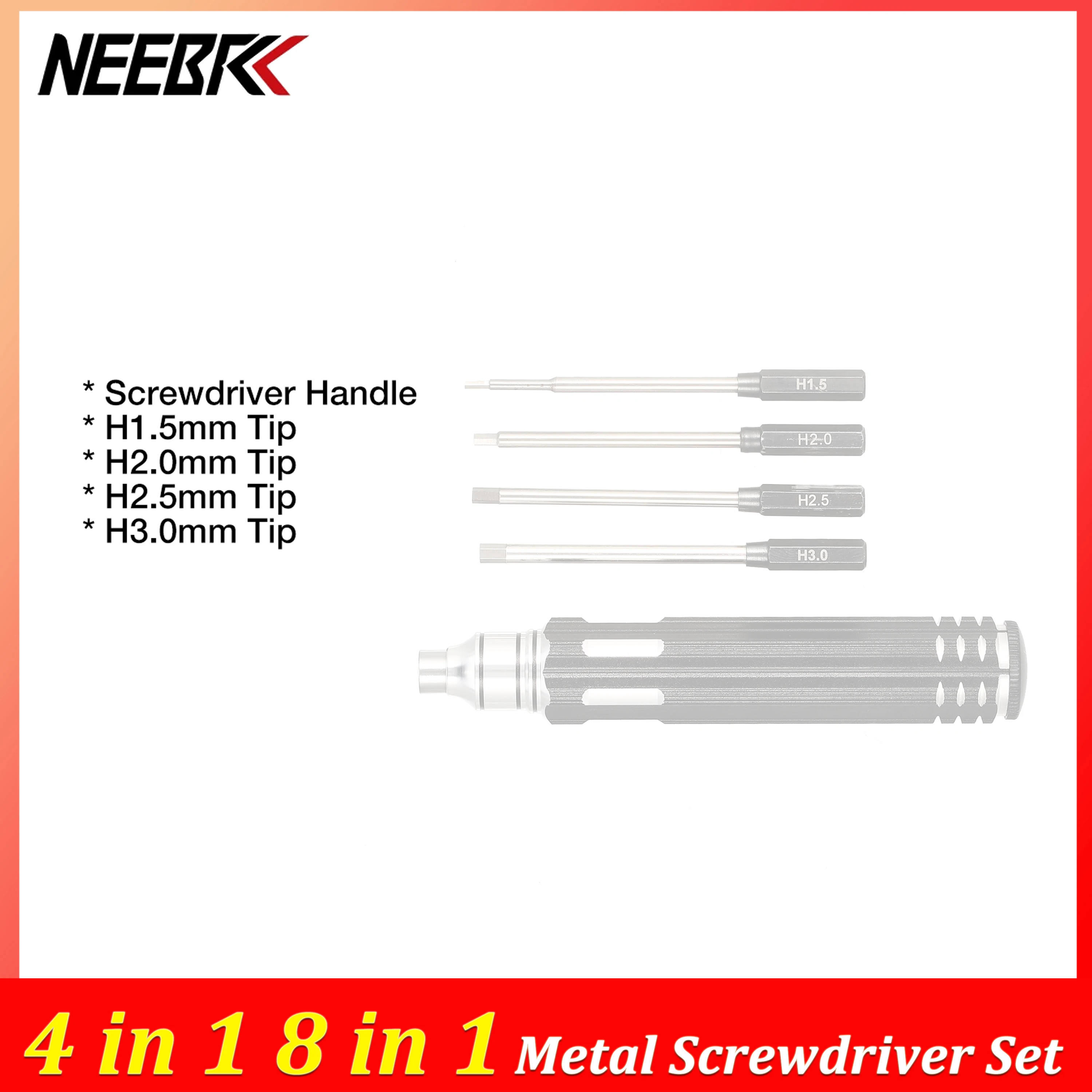 4 in 1 8 in 1 Metal Screwdriver Set 1.5mm 2.0mm 2.5mm 3.0mm Hexagonal Repair Tool Kit for RC Car Boat Aircraft Drone Model Toy