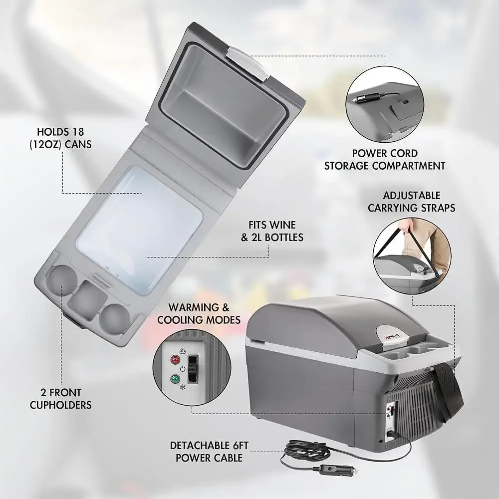 12V Portable Thermoelectric Cooler Warmer 14L Mini Fridge Car Travel Food Drinks Road Trips