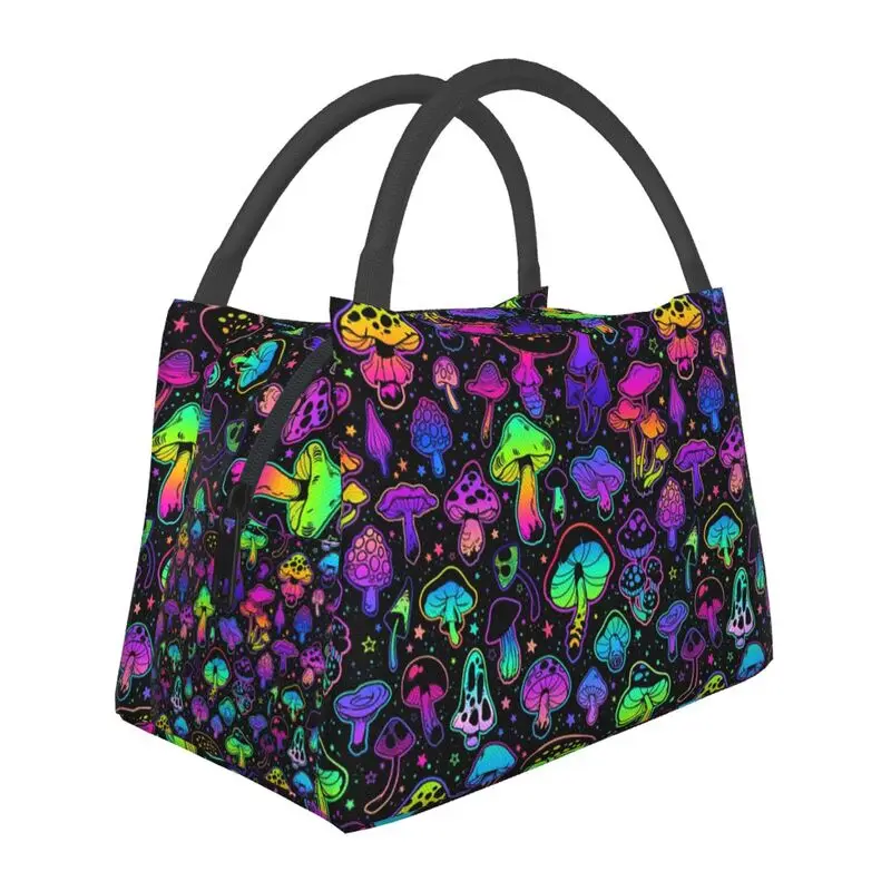 

Psychedelic Magic Mushroom Trippy Hippie Thermal Insulated Lunch Bag Women Portable Lunch Container Travel Storage Meal Food Box