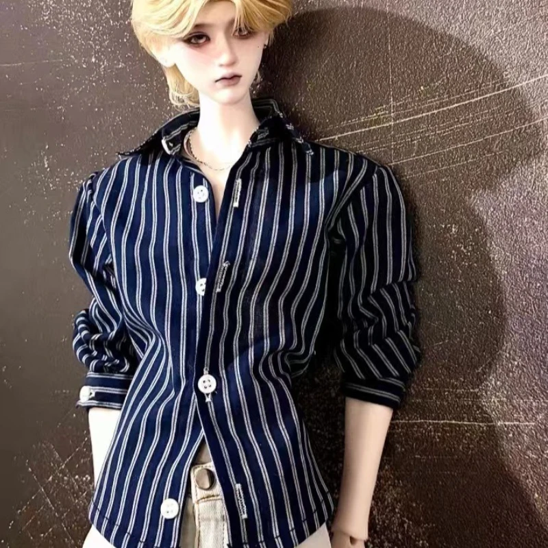 

1/4 1/3 Doll's Clothes Blue Striped Shirt Long Sleeve for 45/70/75cm Male Bjd Doll Dress Up Toys Gift Doll Accessories, No Doll