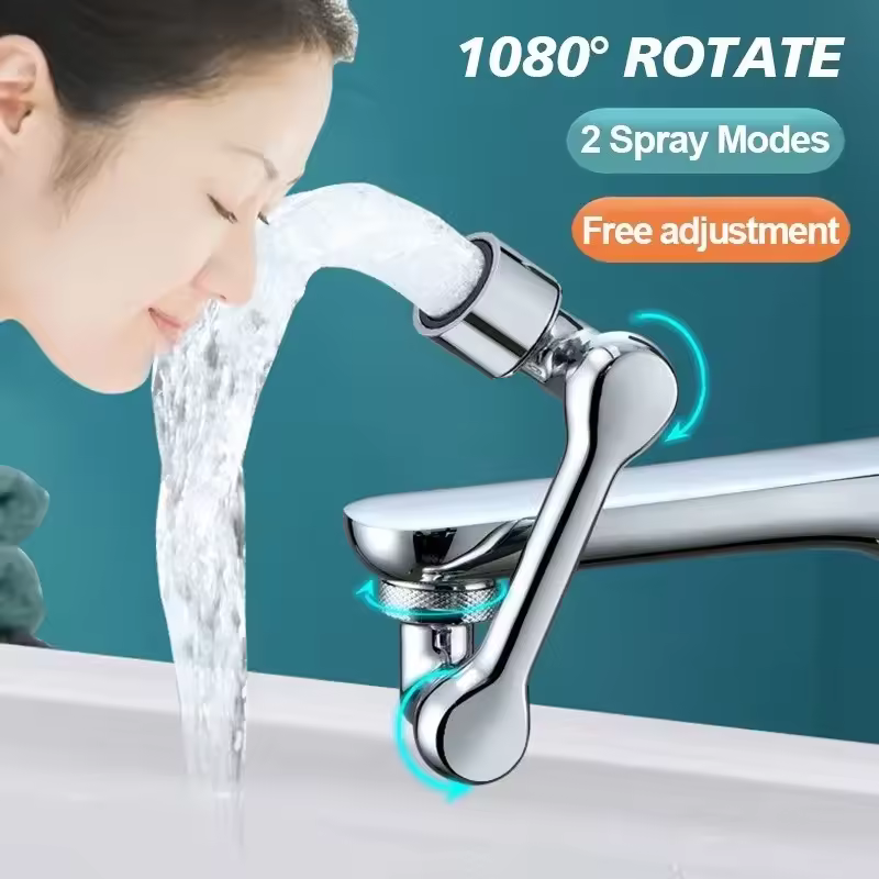 1080 ° Extensor de torneira rotativa, cabeça de pulverizador, 2 modos, universal, torneira de banheiro, adaptador de extensão, arejador