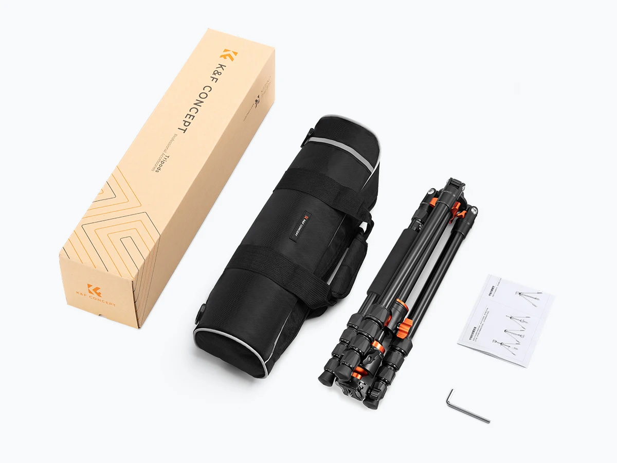 K&F CONCEPT Camera Statief Horizontale Aluminium Statieven 67" Draagbare Monopod met 360 Graden Balhoofd voor Canon Nikon Sony DSLR