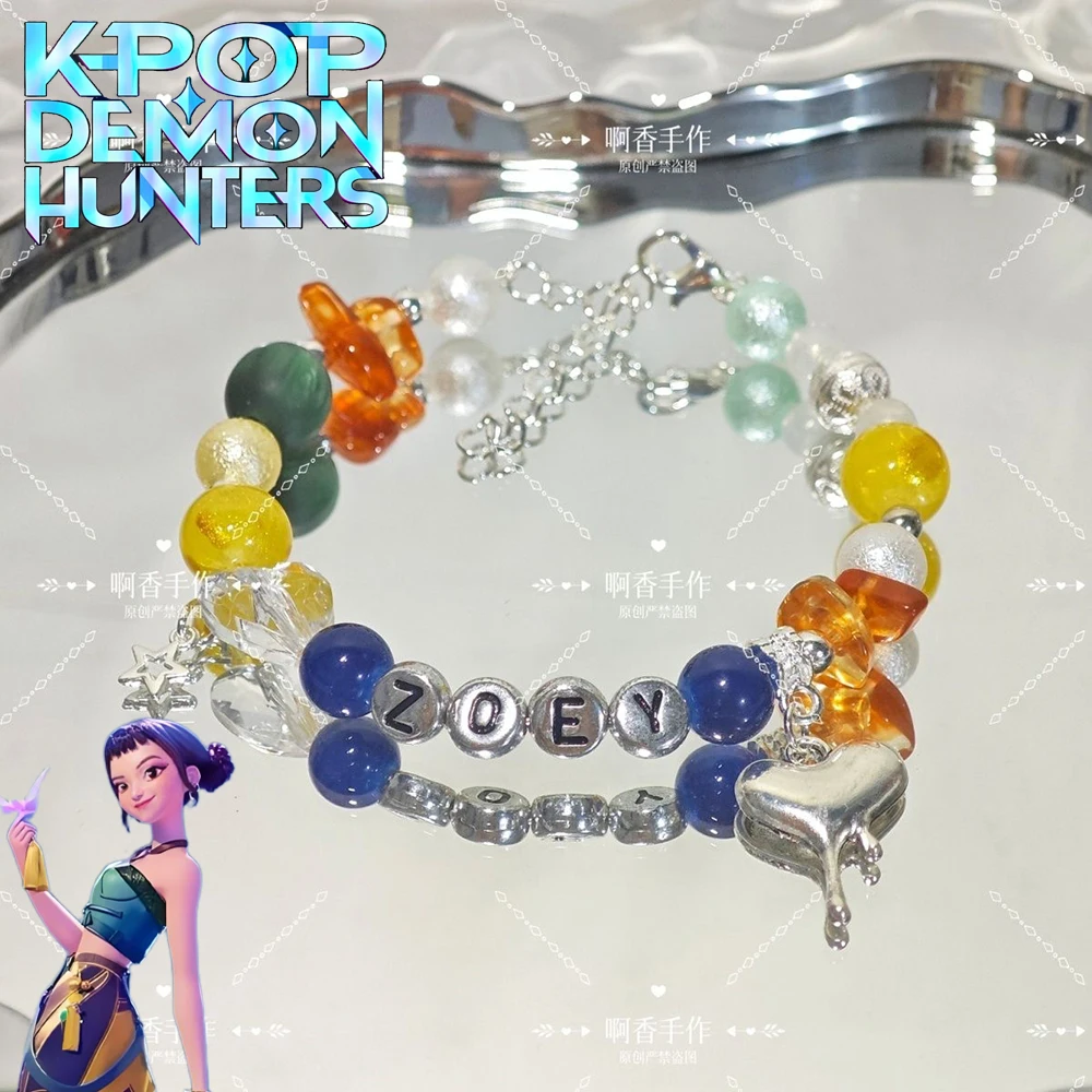 

Movie KPop Demon Hunters Zoey Cosplay Bracelet Unisex Beaded Crystal Hand Chain Adjustable Bangle Jewelry Accessories Gift