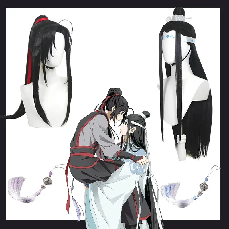 

Mo Dao Zu Shi Wei Wuxian Lan Wangji, набор париков для косплея, аниме, двойной персонаж, черная прическа, один хвост, пик Вдовы, новинка 2023 года
