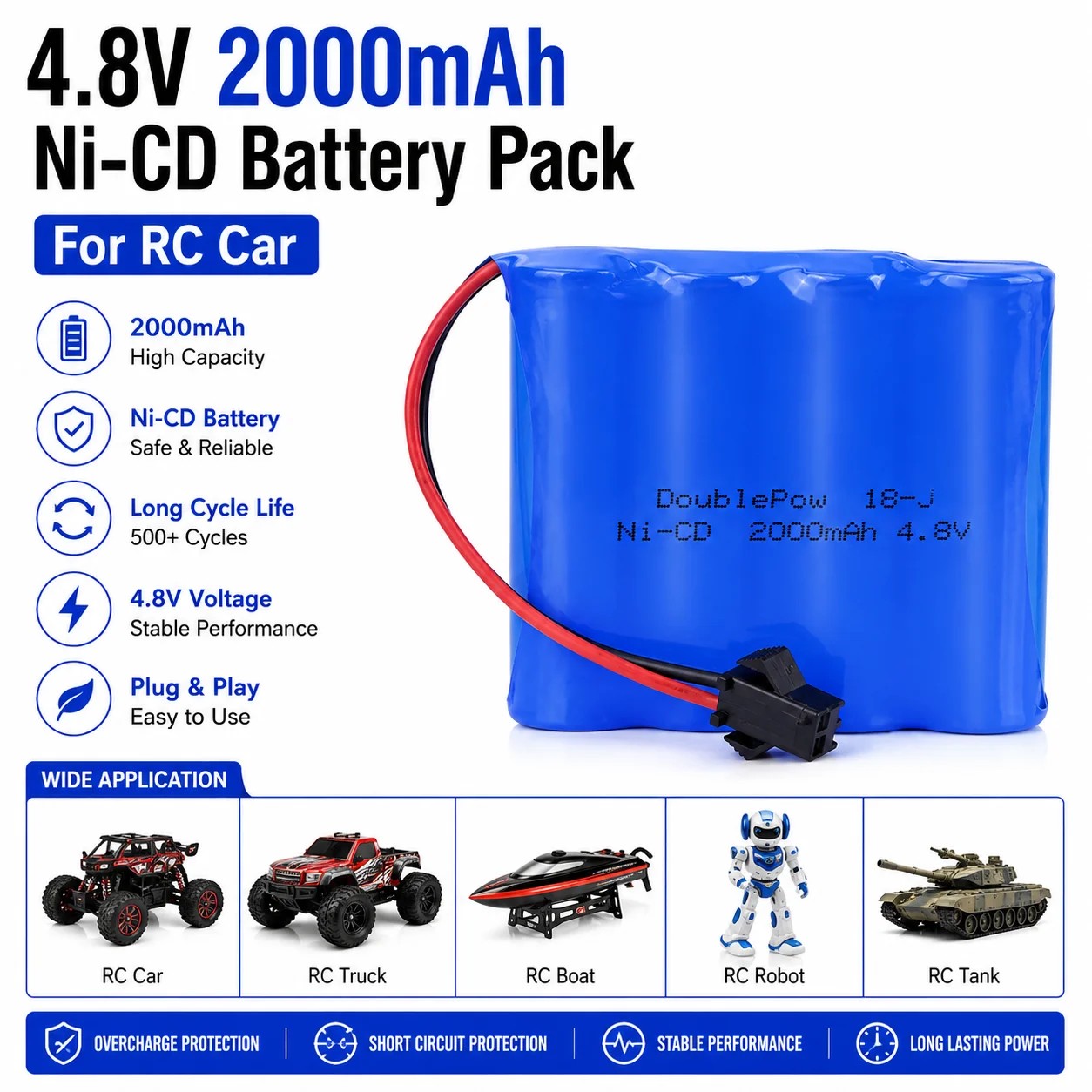 Rc Hobby Tank - Wysokiej pojemności akumulator NiCd 4.8V 2000mAh