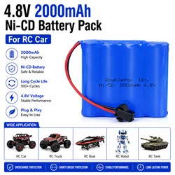 4.8V 2000mAh Ni-Cd Rechargeable Battery Pack with Charger for RC Car Truck Boat Tank Toy