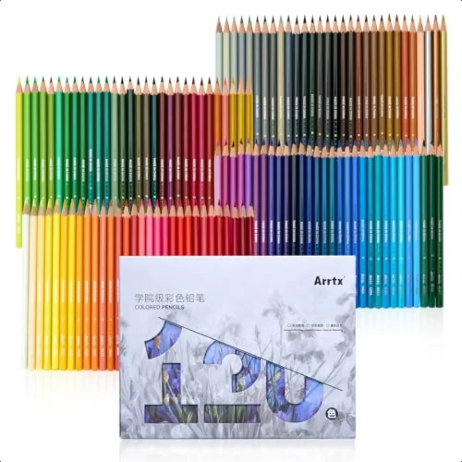 120 قلم رصاص ملون ناعم القائم على الزيت، ألوان نابضة بالحياة قابلة للمزج لرسم الرسم والتظليل مثالية لهواية الفنانين المبتدئين