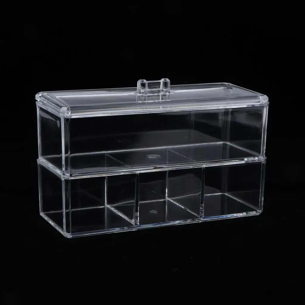 2 Tier Acrylic Makeup Cotton Pads Box Case Holder Cosmetic Storage Organizer