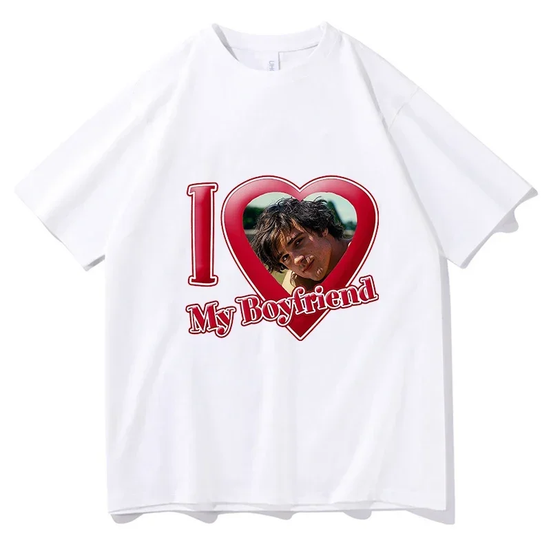 I Love My Boyfriend Jacob Elordi T Shirts Aesthetic Casual T-shirts 100% Cotton Truck Individualization Painting Tops