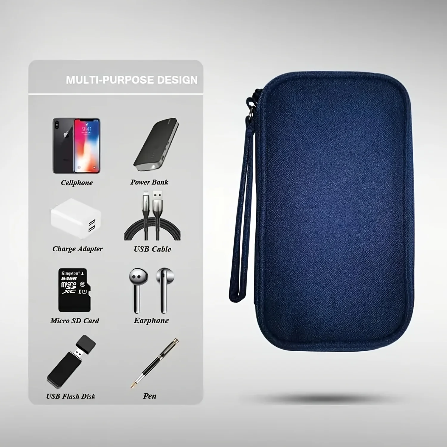 1 Piece Digital Travel Storage Bag, Compact and Lightweight Double-Layer Digital Storage Bag, Suitable for Vacation Travel, Unisex, to Store Data Cables, Power Banks, Mice and Other Accessories