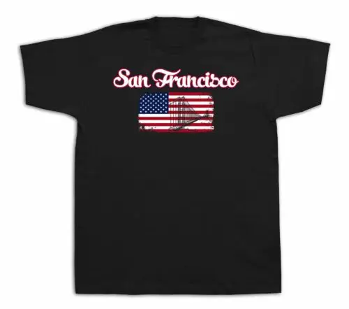 San Francisco Flag souvenir tourist spots city sites t shirt funny casual tee