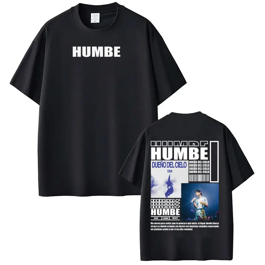 Camisetas de la gira del álbum 2026 de Humbe Dueno Del Cielo, camisetas de moda para hombre y mujer, camisetas extragrandes de manga corta, estilo hip hop, gótico y punk