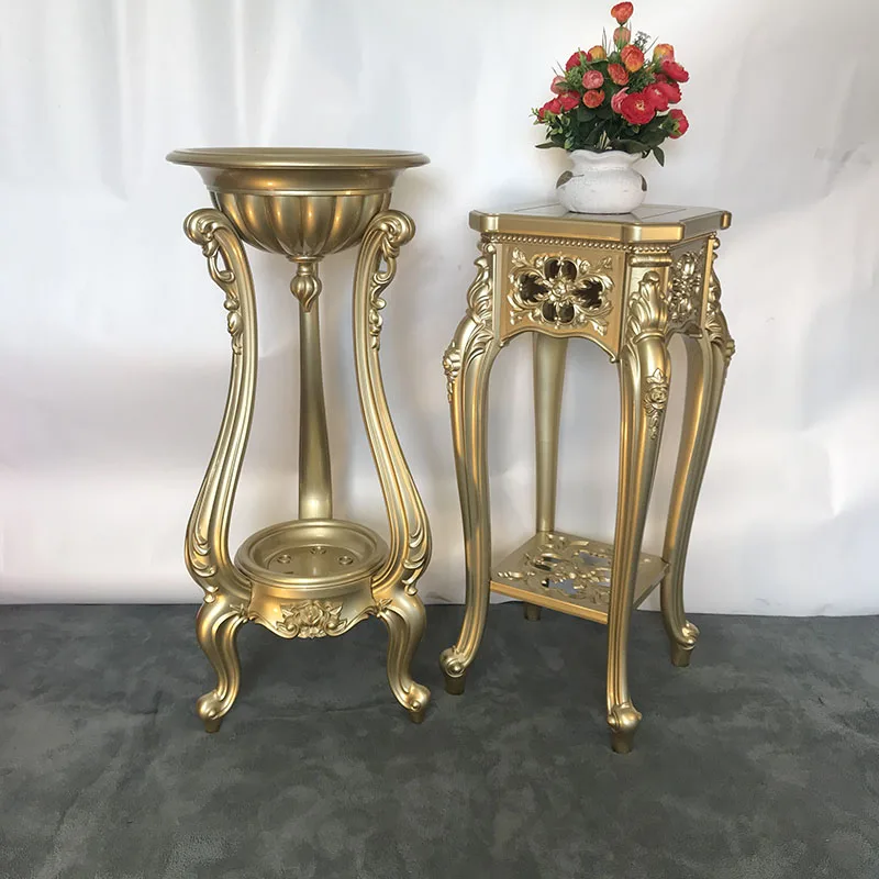 Ornate Metal Plant Stand European Style Indoor Flower Holder for Living Room Balcony Luxury Garden Decor with Gilded Scrollwork