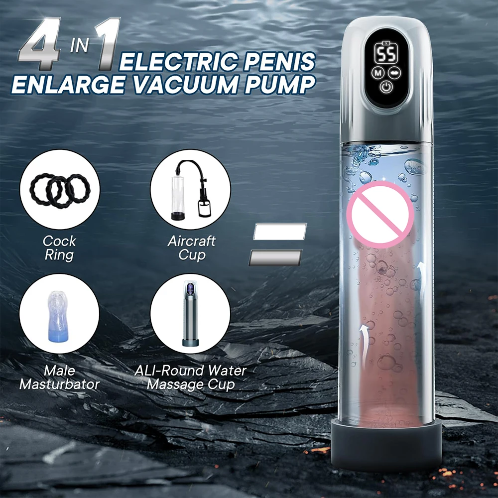 Penis Pump Penis Enlarger Extender Electric Penis Vacuum Pump With Smart Training Penis Sleeve Male Masturbator Sex Toys for Men