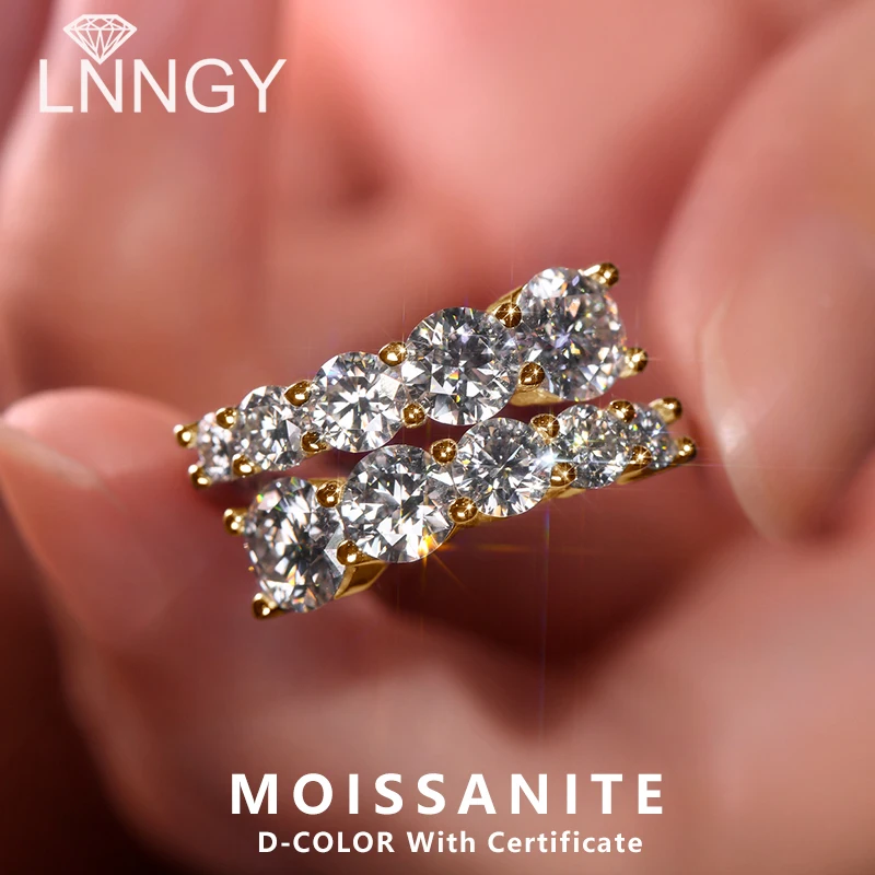 

Lnngy Bague Argent 925 Silver Certified Rings Sparkling Moissanite Adjustable Rings for Women Engagement Party Jewelry Gift