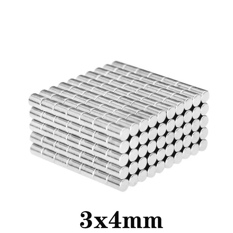 

100pcs 3x4 N35 Super Strong Cylinder Rare Earth Magnet 3mm*4mm Round Neodymium Magnets 3x4mm Mini Small Magnet disc 3*4 mm