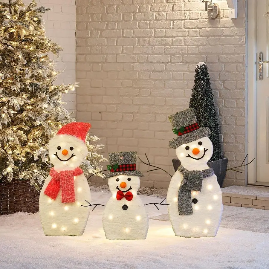

Snowman Christmas Decorations, 3Piece Light Up 2D Snowman Family, 60 L Snowman Waterproof for Indoor or Outdoor Garden Yard Lawn