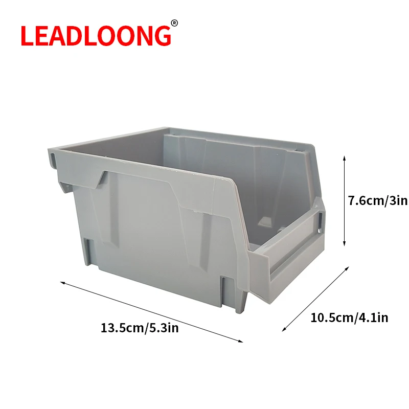 LEADLOONG Parts Bin 6/24pcs 13.5x10.5x7.6cm/5x4*3inch Gray Stackable Plastic Garage Tool Storage Box Container Organizer Bin