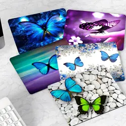 Linda borboleta pele personalizada dos desenhos animados anime gaming mouse pad teclado tapetes de mouse empresa suave para meninas adolescentes quarto