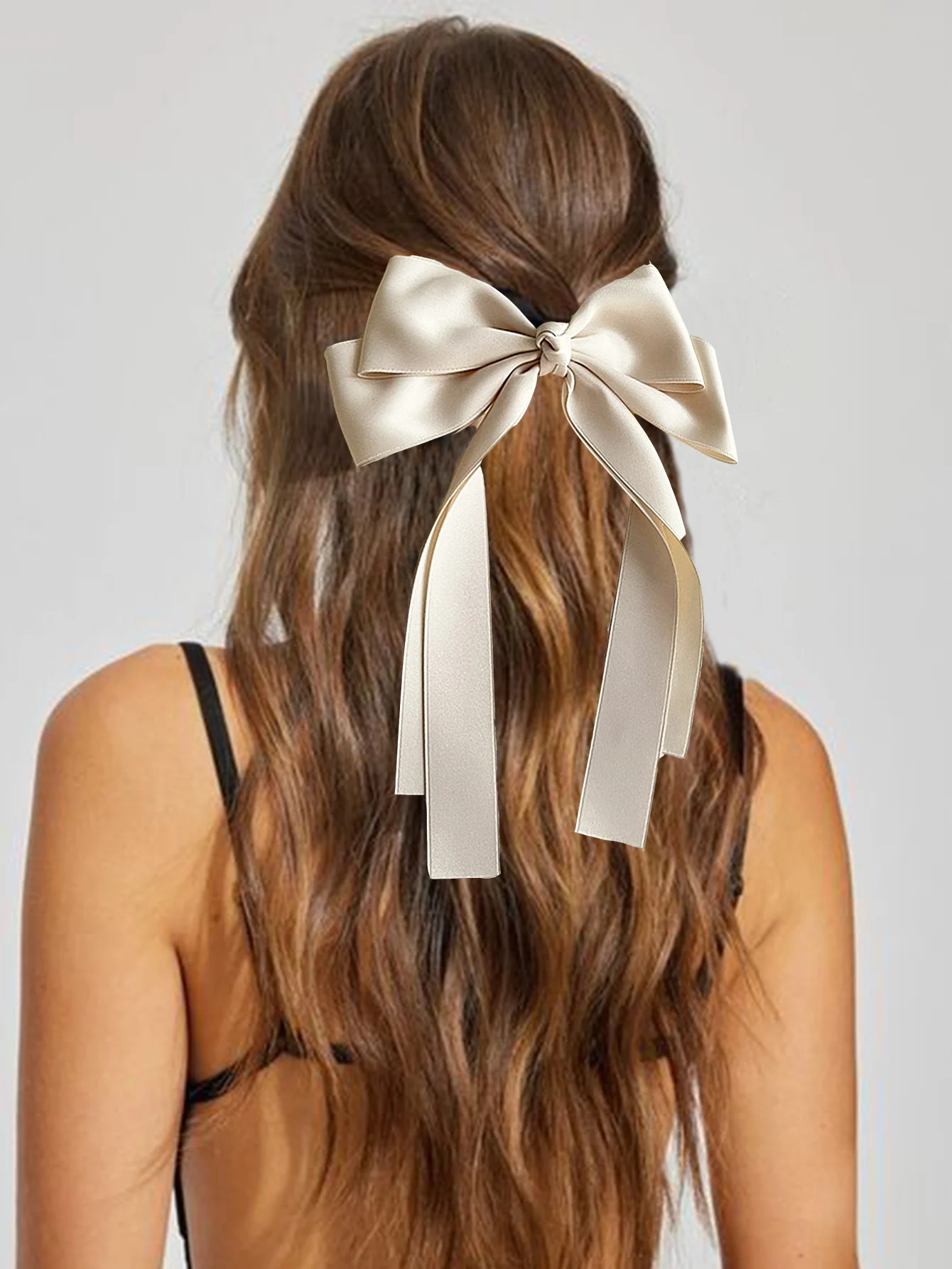 

Lystrfac Solid Color Ribbon Hair Bow Hair Clips for Women Girls Back Head Top Clip Hairpin Hairgrips Retro Hair Accessories