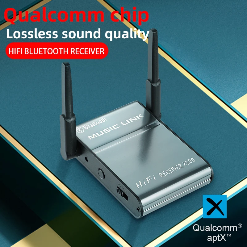 Qualcomm aptX ricevitore Audio Bluetooth Hifi Lossless HD Music adattatore Wireless 3.5MM AUX RCA Stereo doppia Antenna con microfono