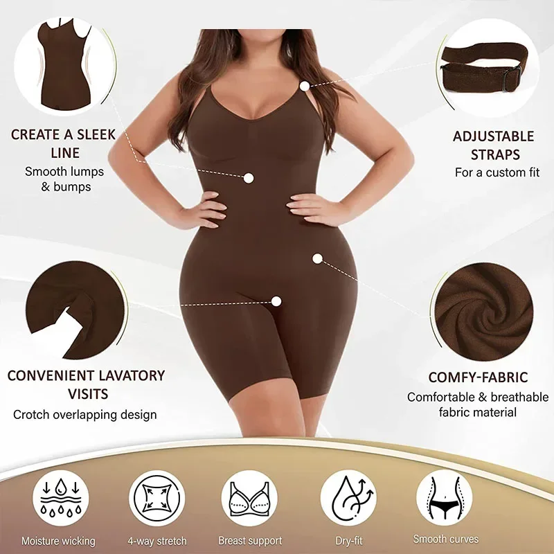 Body moldeador de cobertura completa, traje de cuerpo ajustado a los muslos, espalda baja, mono sin espalda, sin costuras