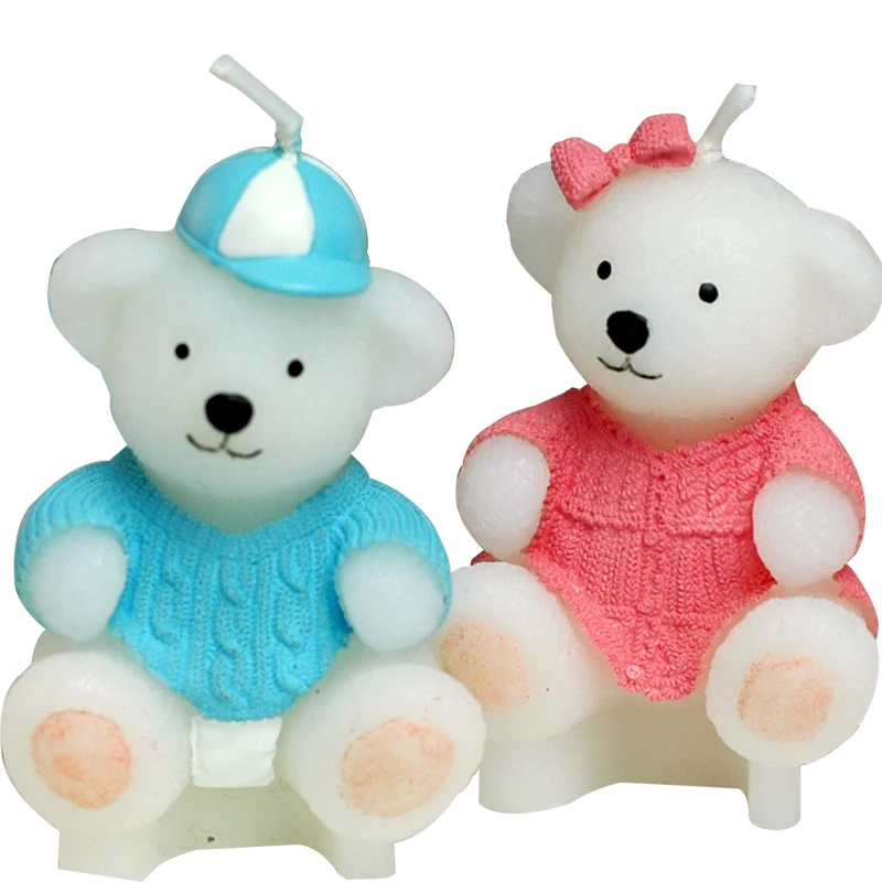 

PRZY Mold Silicone Soap Molds Handmade Cartoon Sweater Bear Birthday Candle Wedding Couple Bears Clay Resin Mould