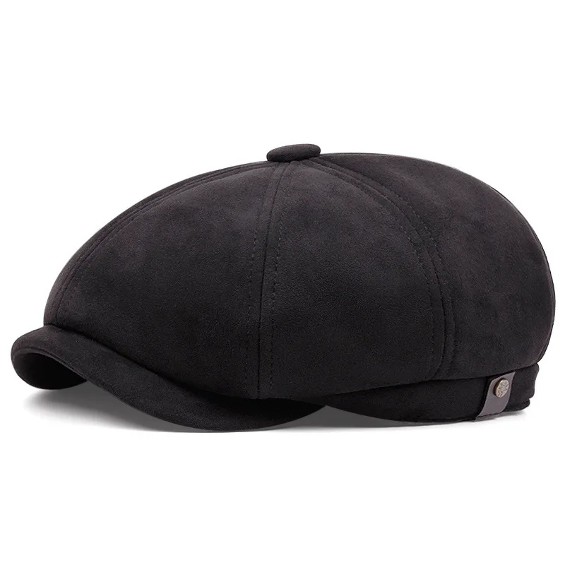 Suede Winter Retro Newsboy Caps Men Gentry Fashion Outdoor Octagonal Hat Painters Hats Adjustable Gatsby Berets Cap Cotton Gorra